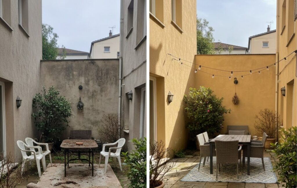 حوش قبل وبعد تنظيفه