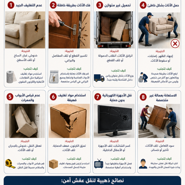 أخطاء شائعة أثناء نقل العفش