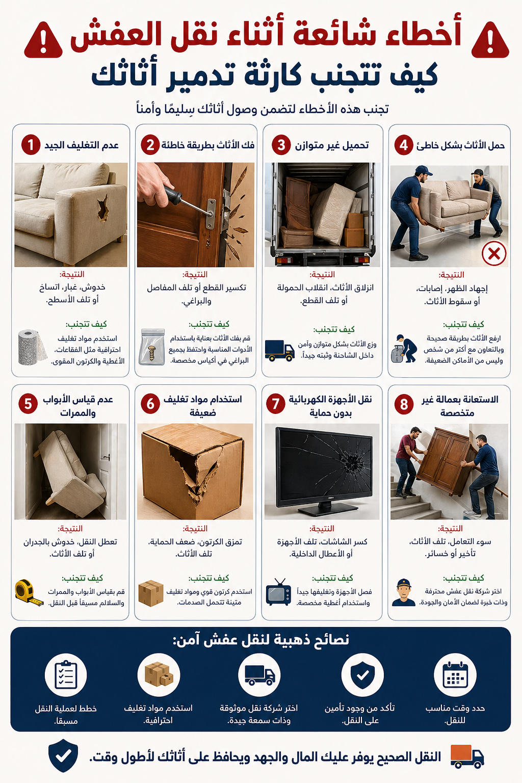 أخطاء شائعة أثناء نقل العفش
