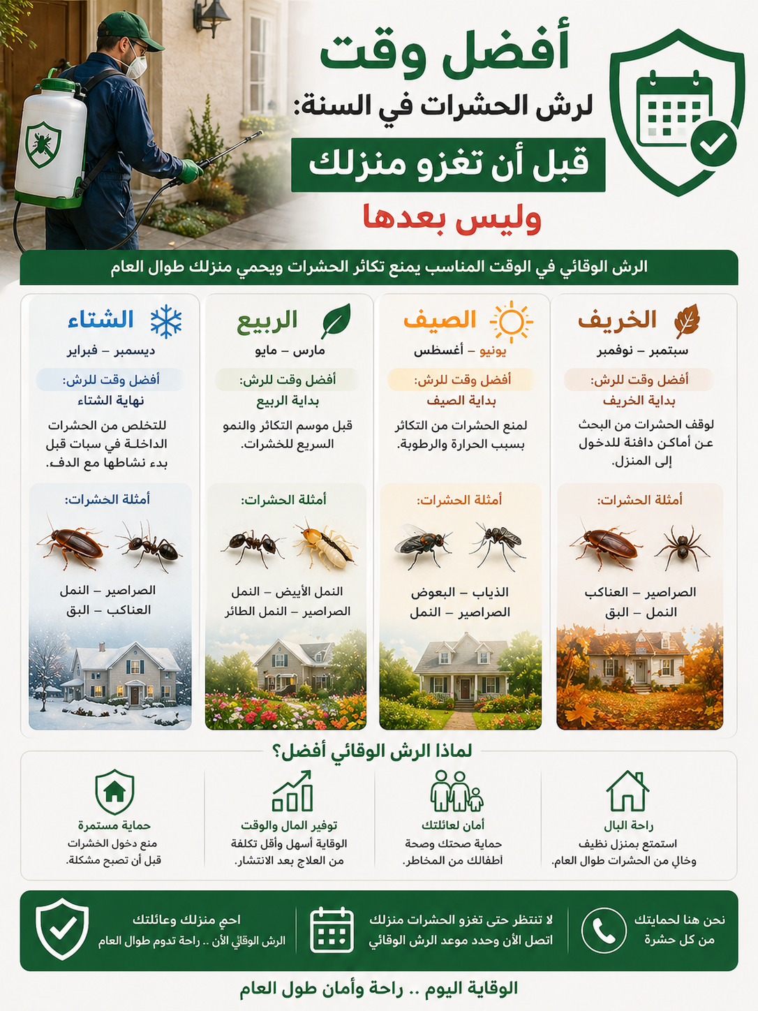 افضل وقت لرش الحشرات