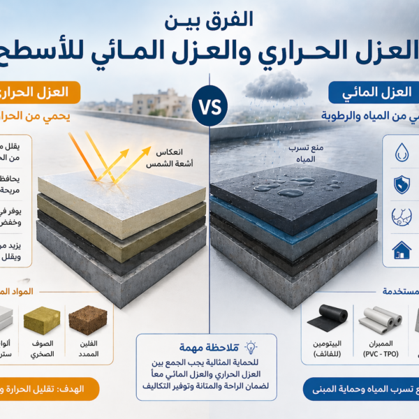 الفرق بين العزل الحراري والعزل المائي