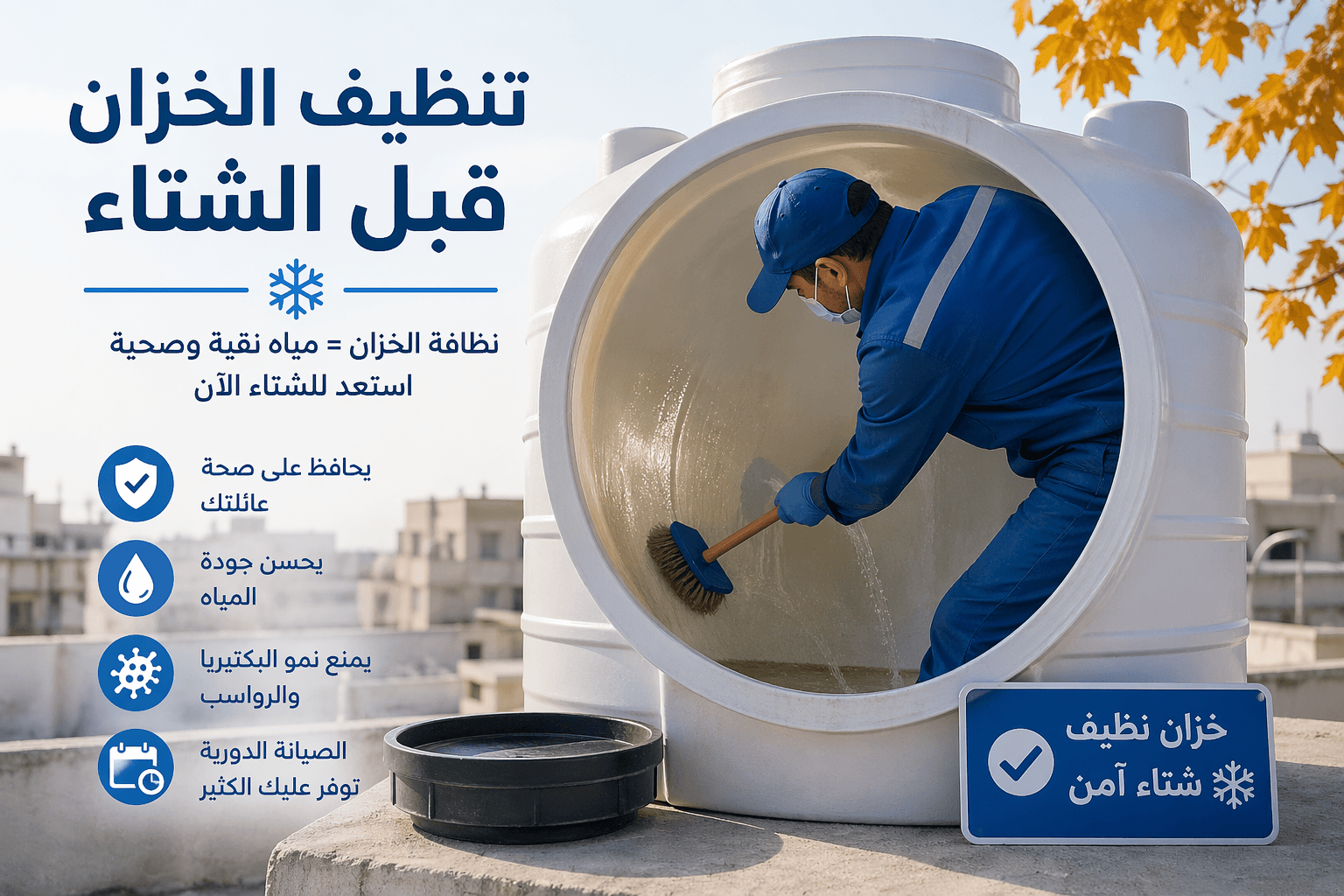 تنظيف الخزان قبل الشتاء