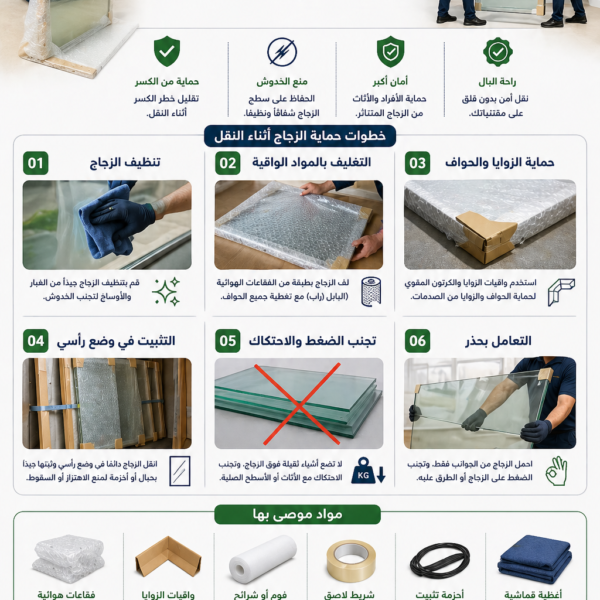 حماية الزجاج أثناء النقل