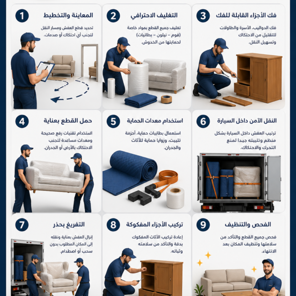 خطوات نقل عفش بدون خدوش