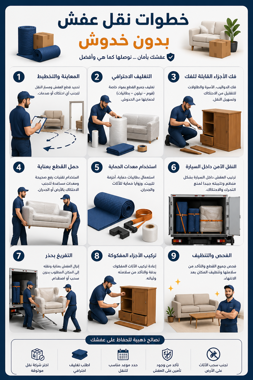 خطوات نقل عفش بدون خدوش