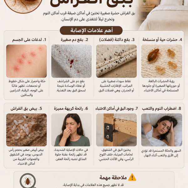 علامات الإصابة ببق الفراش