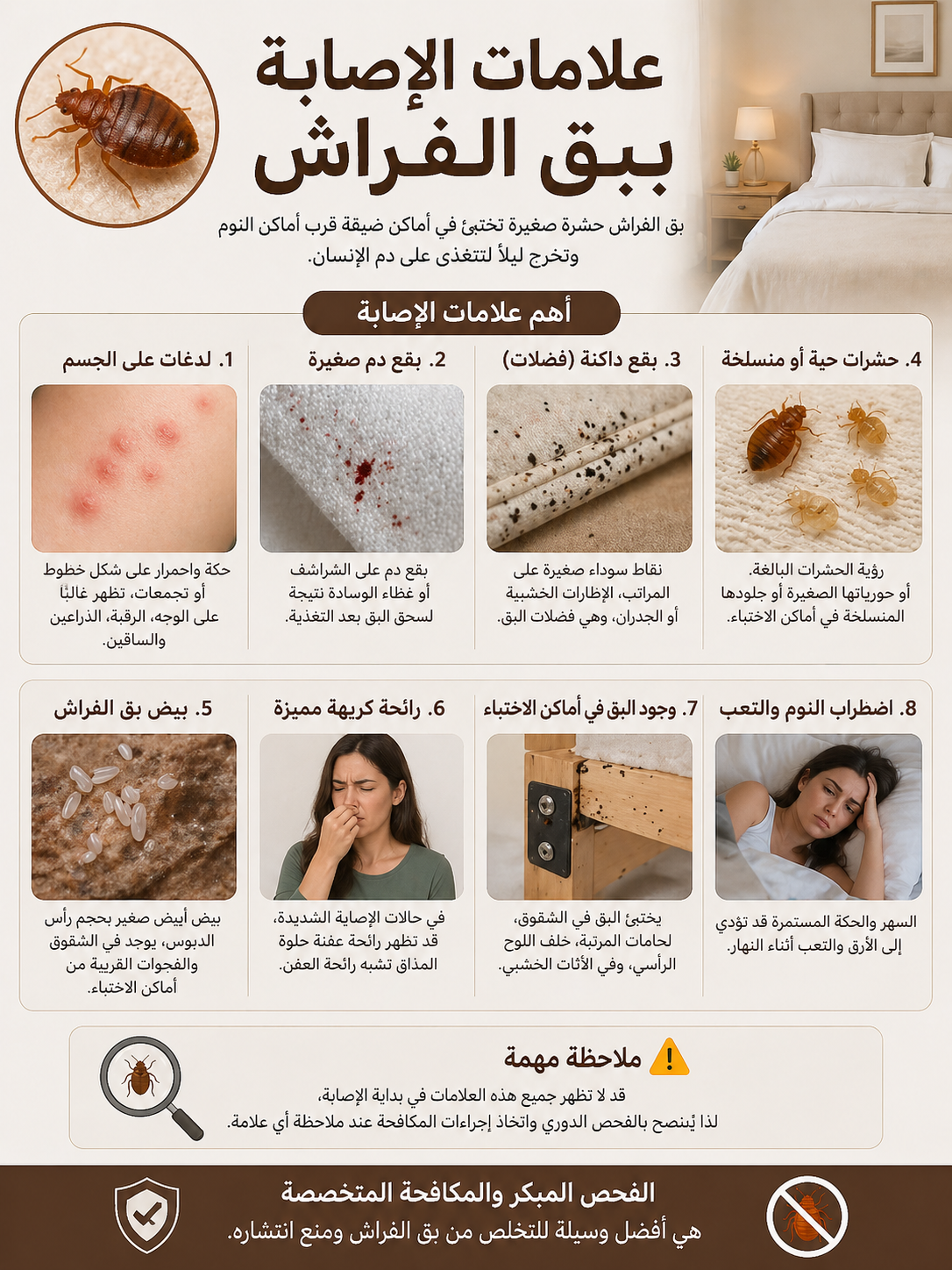 علامات الإصابة ببق الفراش