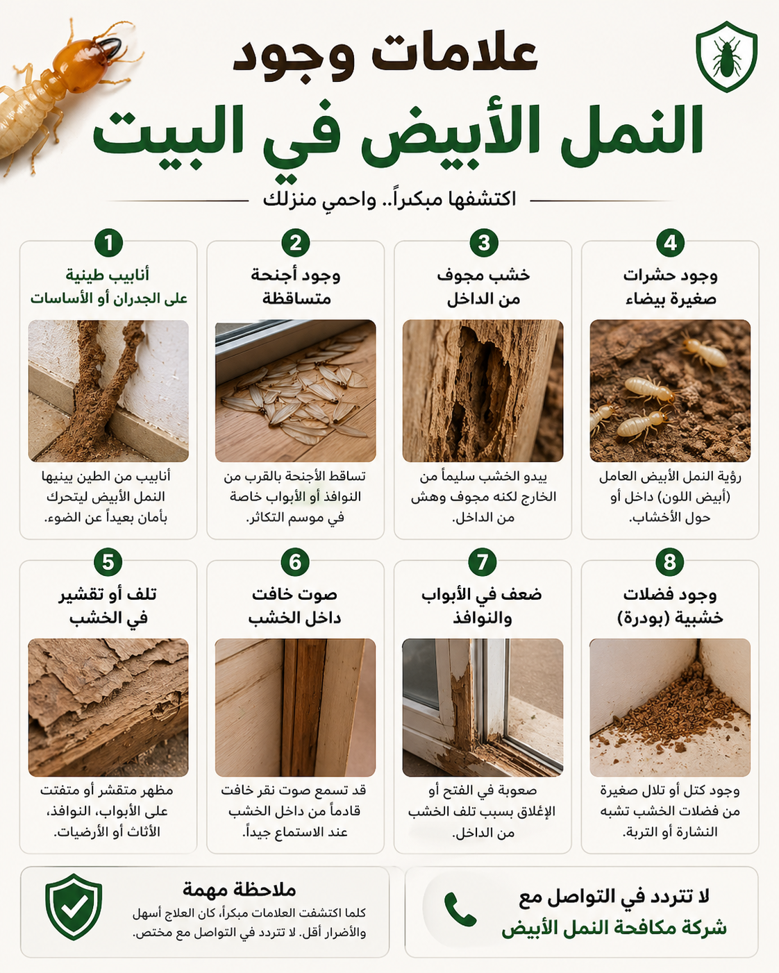 علامات وجود النمل الأبيض