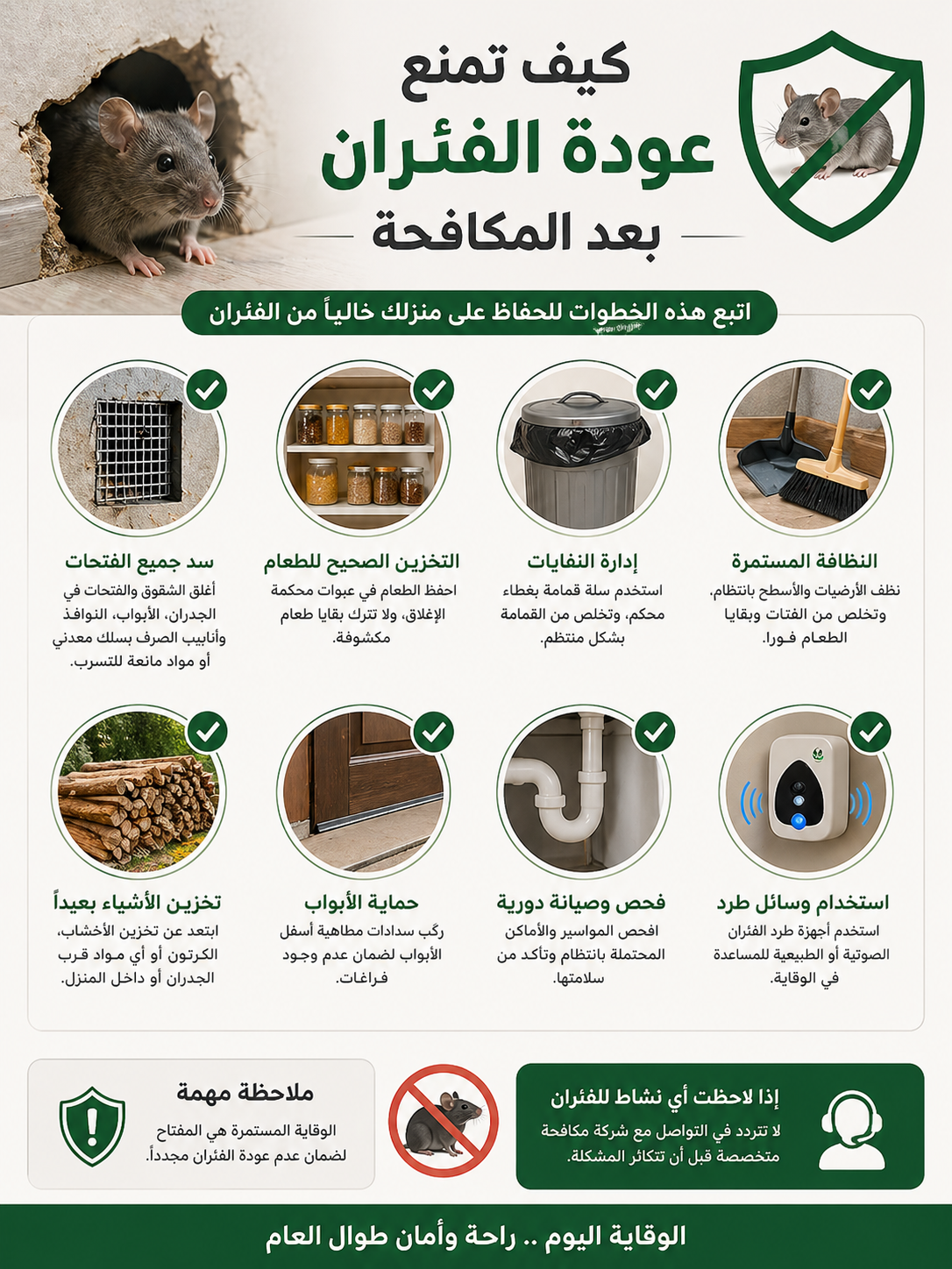 كيف تمنع عودة الفئران بعد المكافحة