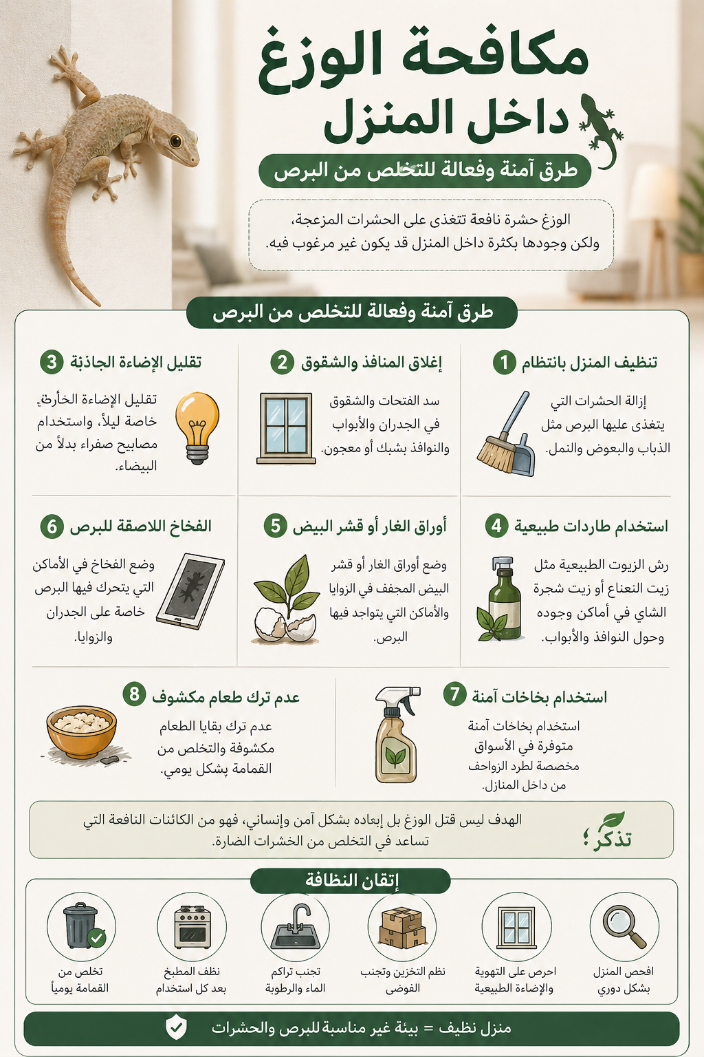 مكافحة الوزغ داخل المنزل