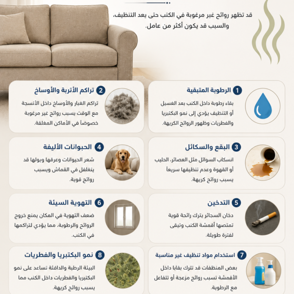 أسباب ظهور الروائح في الكنب