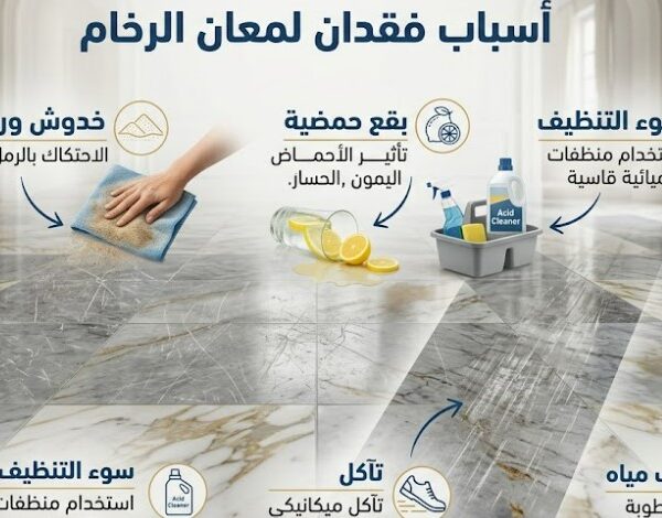 أسباب فقدان لمعان الرخام