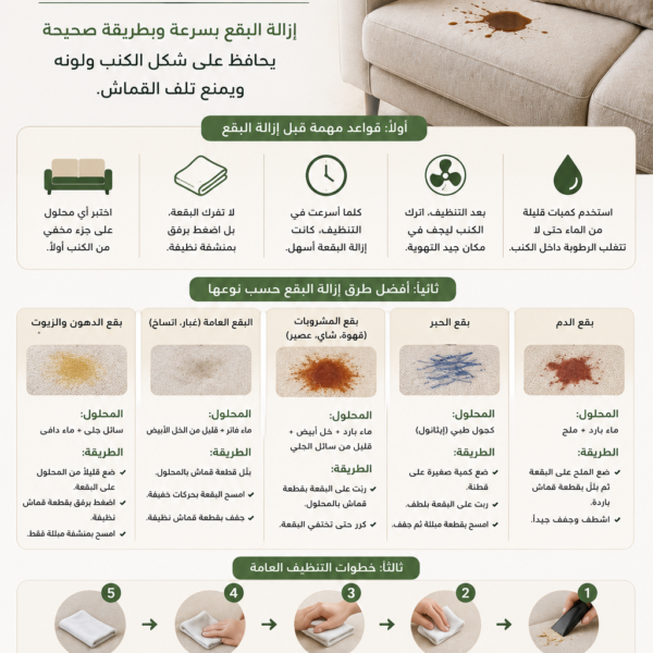 أفضل طريقة لإزالة بقع الكنب