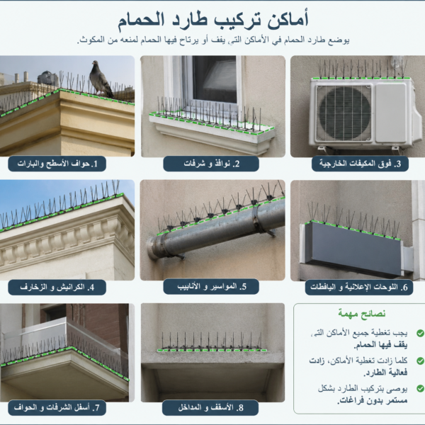 أماكن تركيب طارد الحمام