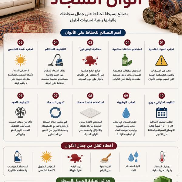 الحفاظ على ألوان السجاد