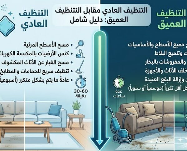 الفرق بين التنظيف العادي والعميق