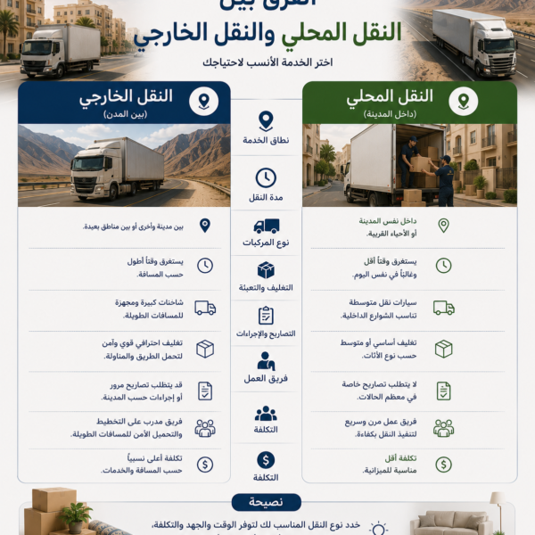 الفرق بين النقل المحلي والخارجي
