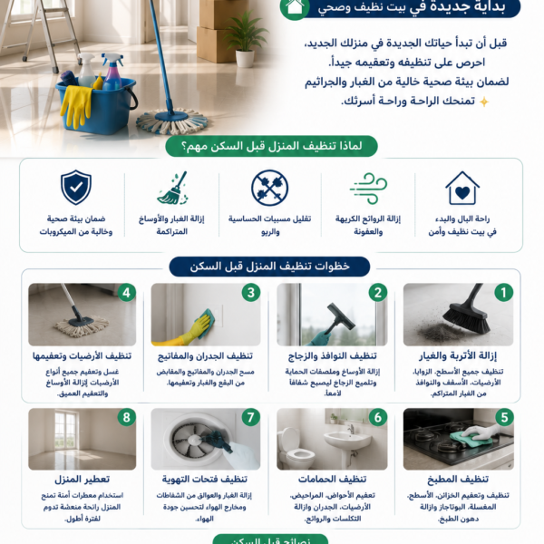 تنظيف المنازل قبل السكن الجديد