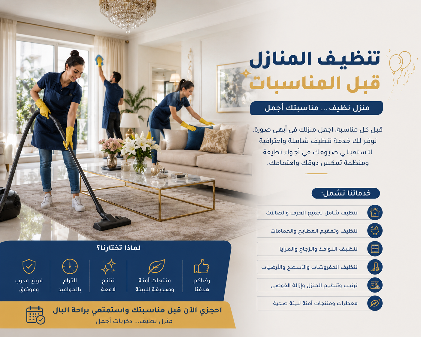 تنظيف المنازل قبل المناسبات