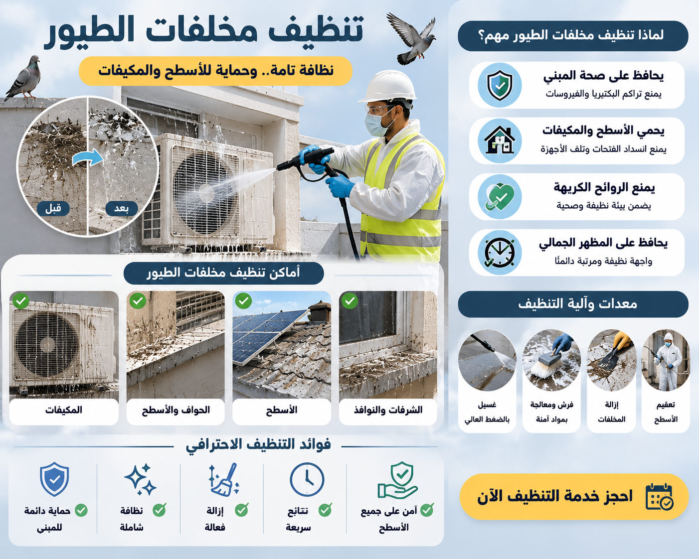 تنظيف مخلفات الطيور