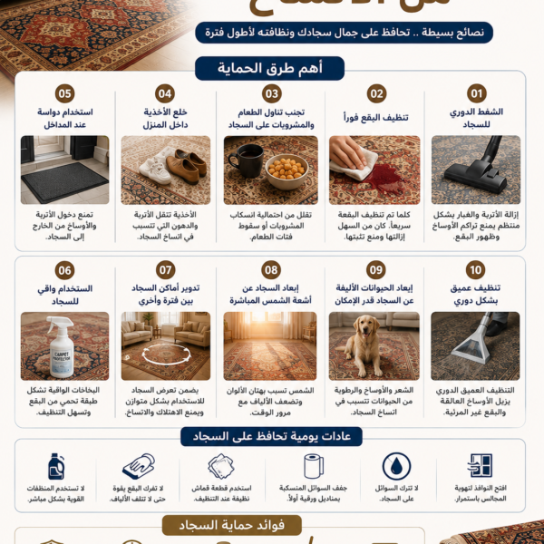 طرق حماية السجاد من الاتساخ