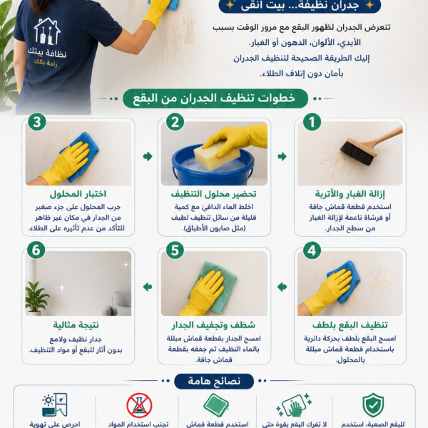 طريقة تنظيف الجدران من البقع