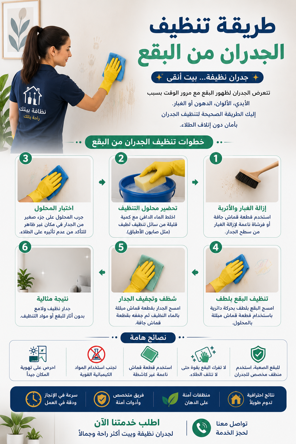 طريقة تنظيف الجدران من البقع