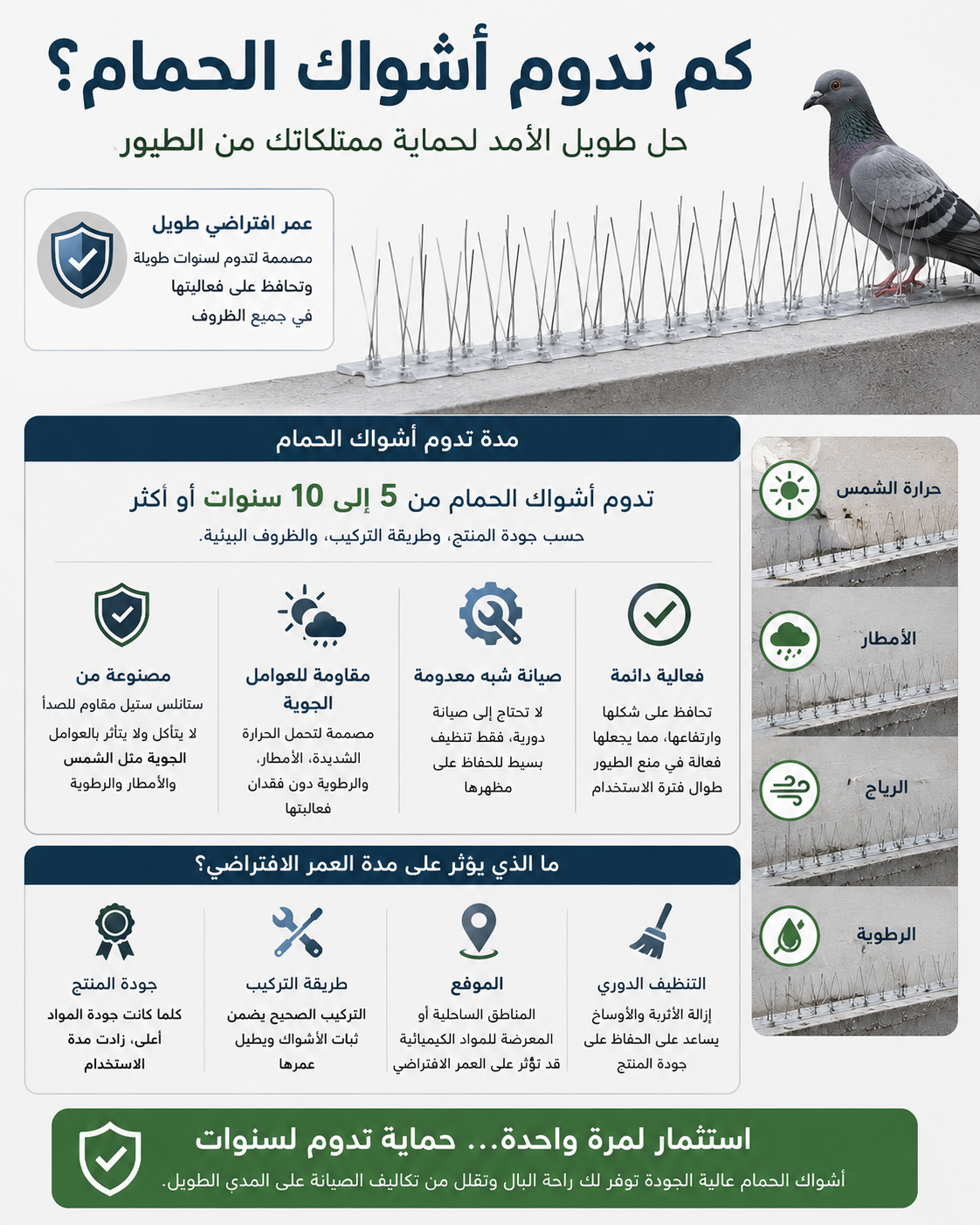 كم تدوم أشواك الحمام