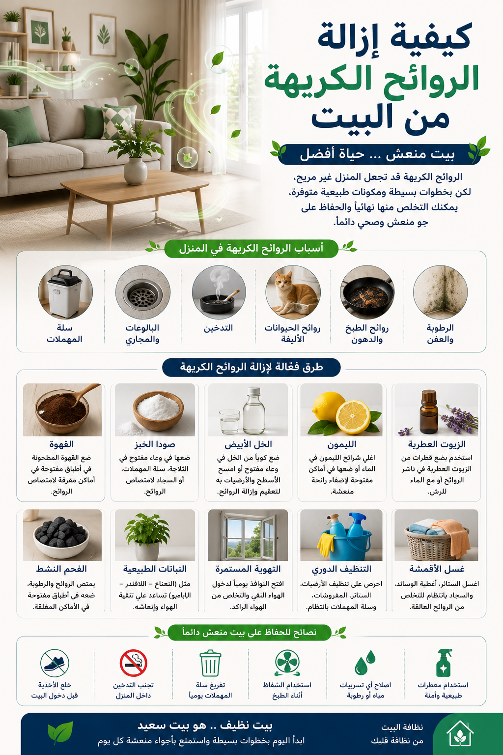 كيفية إزالة الروائح الكريهة من البيت