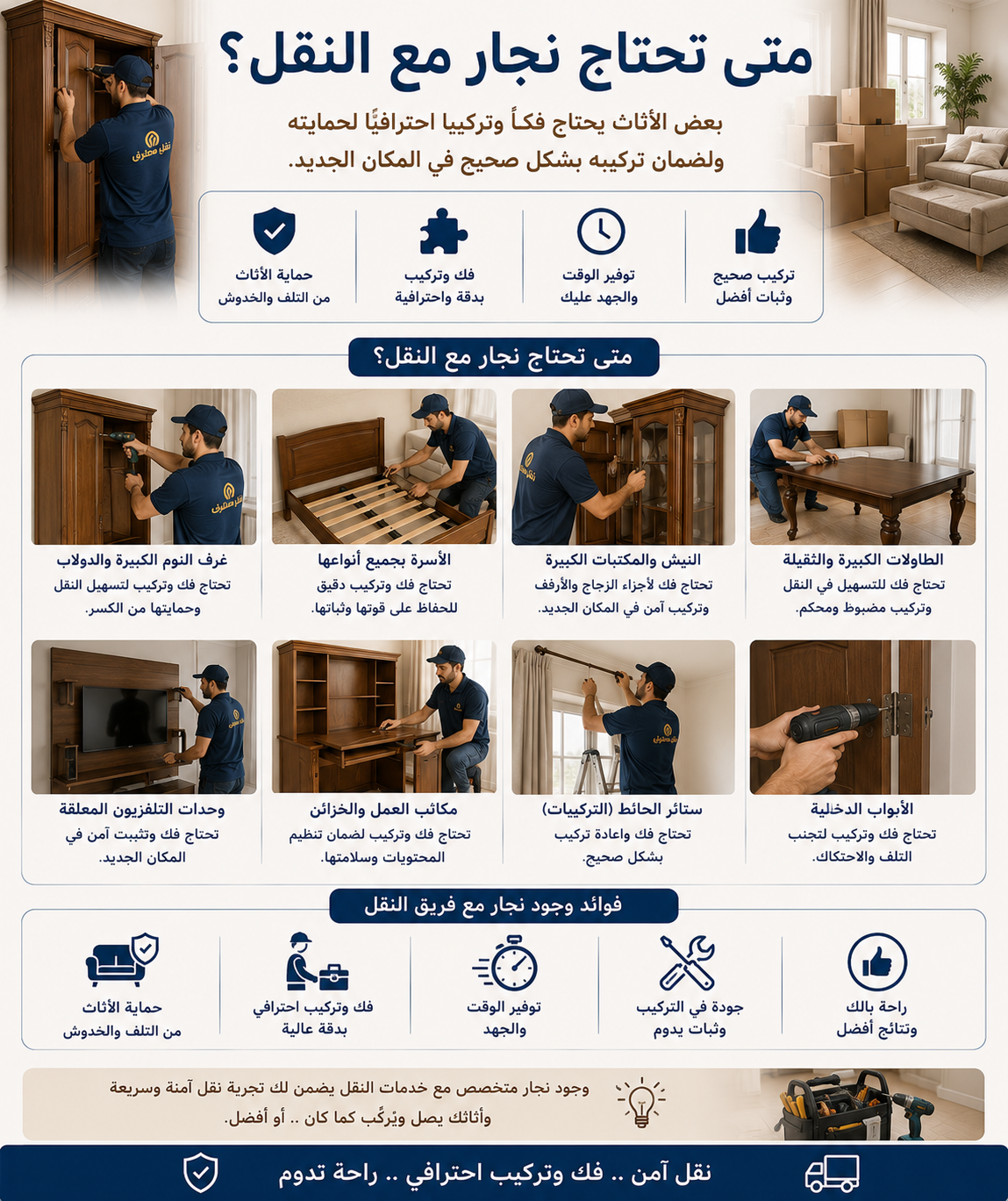 متى تحتاج نجار مع النقل