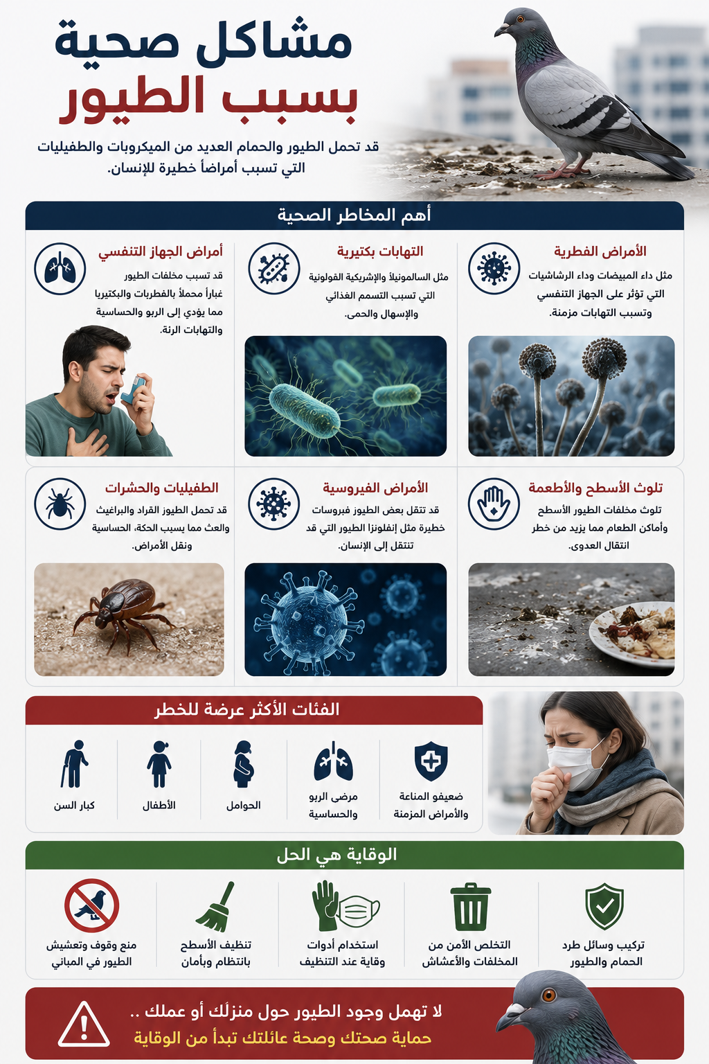 مشاكل صحية بسبب الطيور